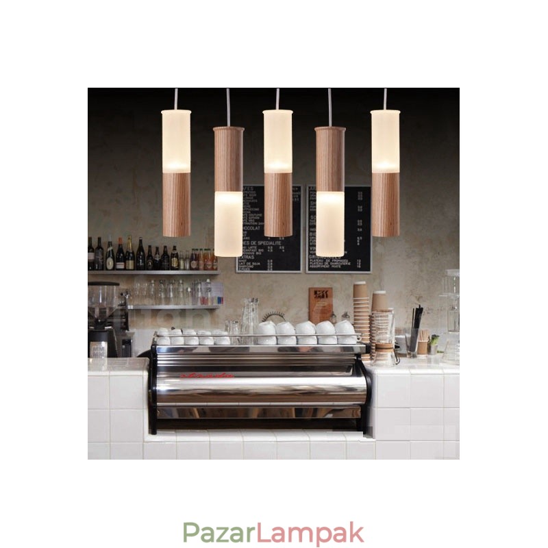 Modern, kortárs 5 világos fából készült függőlámpa