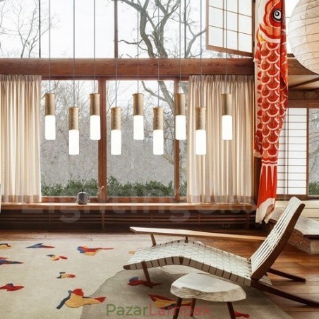 Modern, kortárs 9 világos fából készült függőlámpa Modern, kortárs 9 világos fából készült függőlámpa