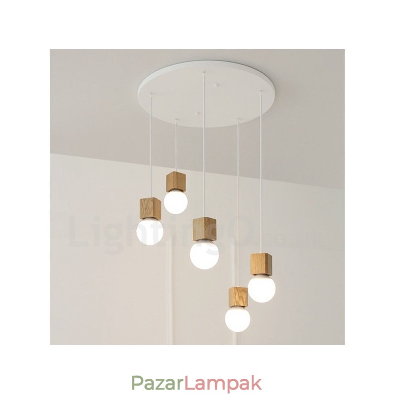 5 Light Fa rusztikus Lodge függőlámpa