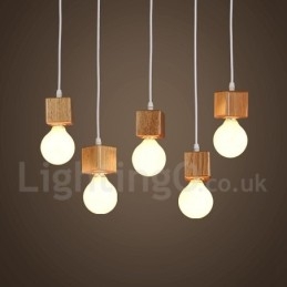 5 Light Fa rusztikus Lodge függőlámpa