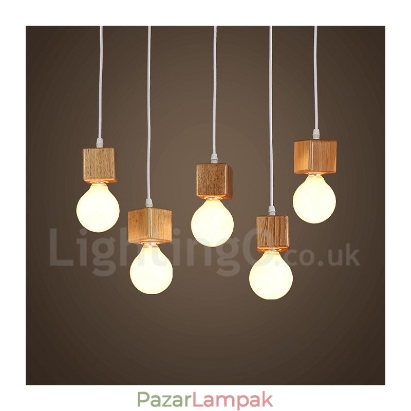 5 Light Fa rusztikus Lodge függőlámpa
