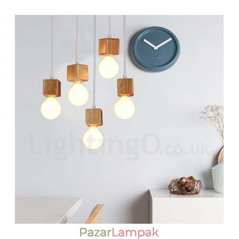 5 Light Fa rusztikus Lodge függőlámpa