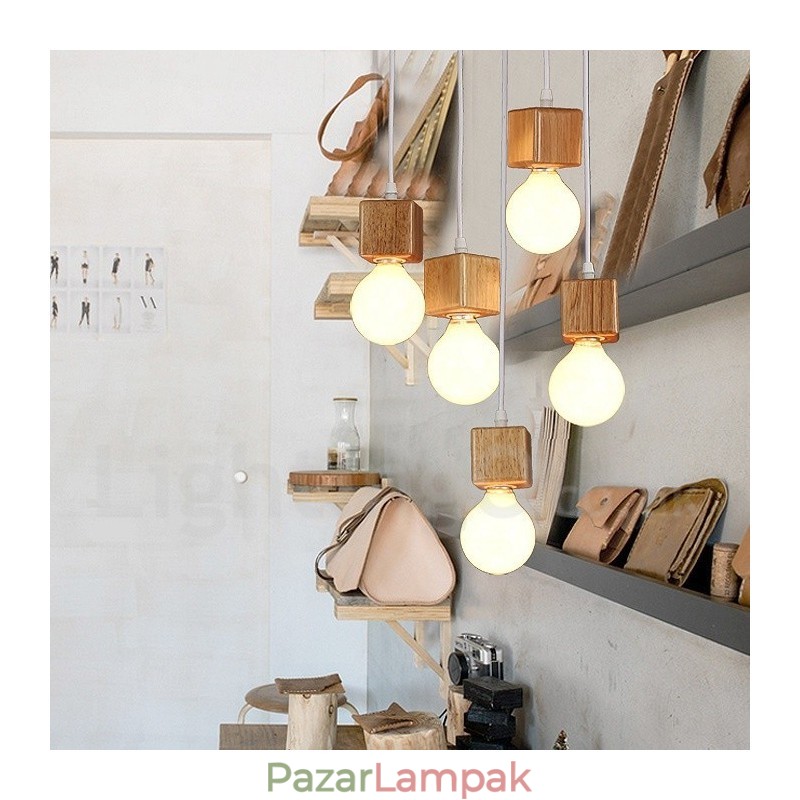5 Light Fa rusztikus Lodge függőlámpa