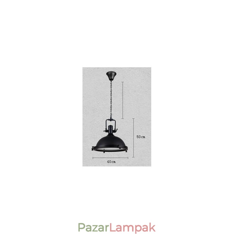 Fekete vintage fém függőlámpa
