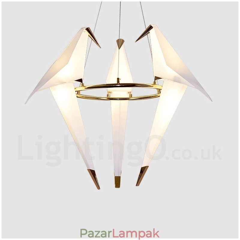 Modern, kortárs papírdaru 3 könnyű függőlámpa