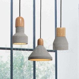 Single Light Modern, kortárs, fából készült, beton függőlámpa