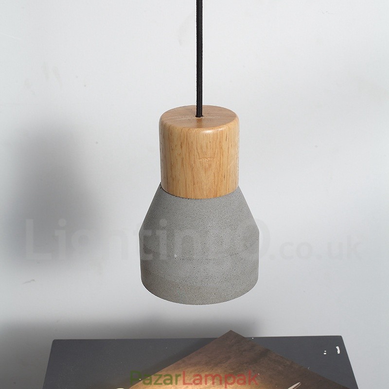 Single Light Modern, kortárs, fából készült, beton függőlámpa