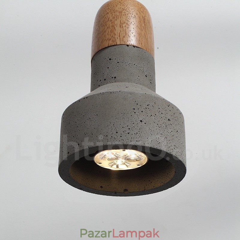 Single Light Modern, kortárs, fából készült, beton függőlámpa