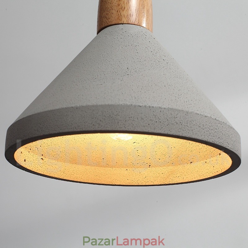 Single Light Modern, kortárs, fából készült, beton függőlámpa