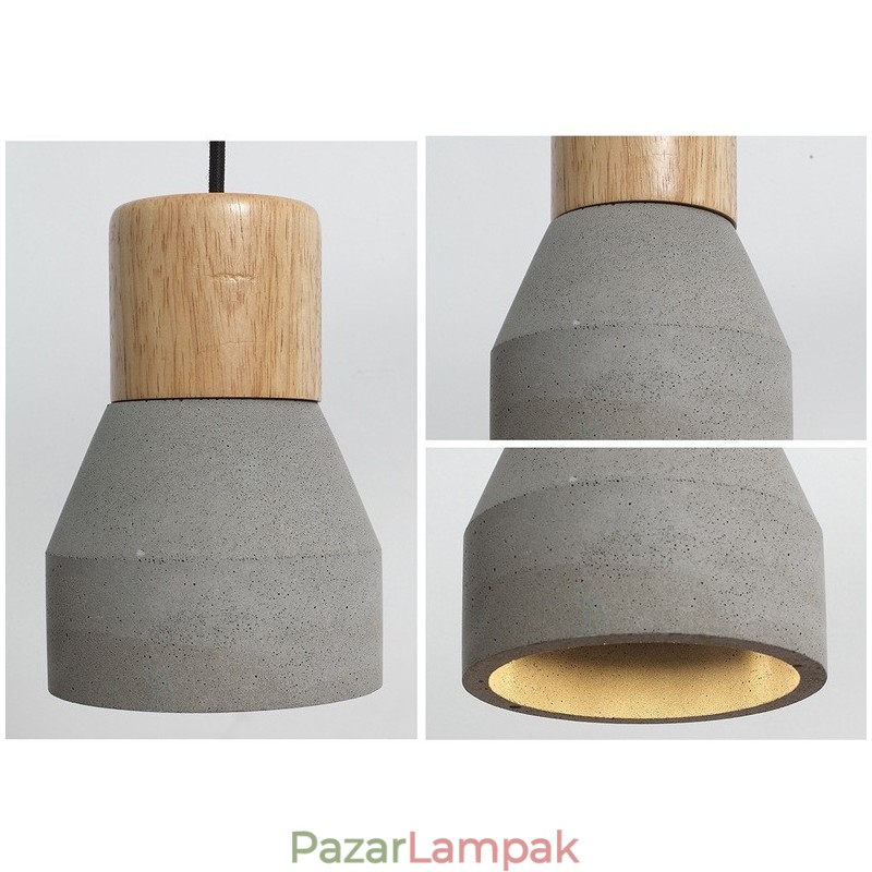 Single Light Modern, kortárs, fából készült, beton függőlámpa
