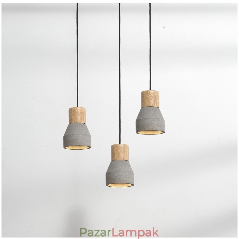 Single Light Modern, kortárs, fából készült, beton függőlámpa
