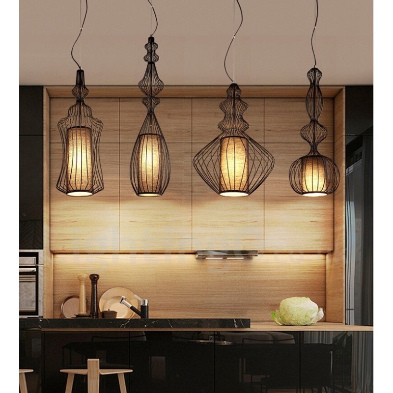 Country Vintage fém váza alakú függőlámpa