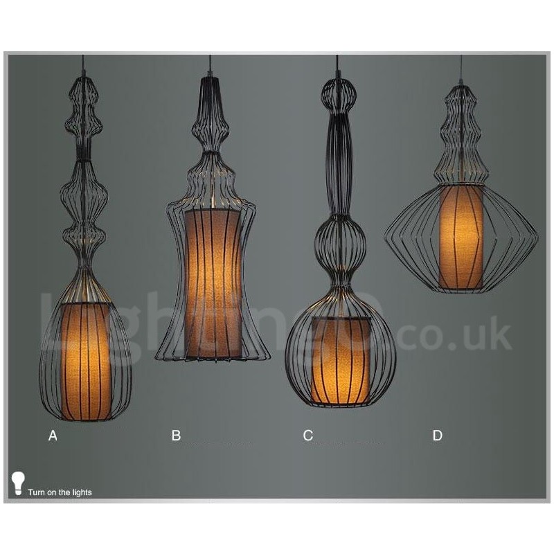 Country Vintage fém váza alakú függőlámpa