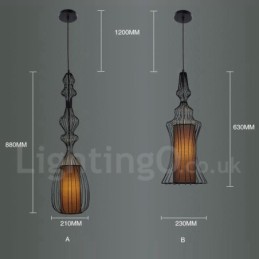 Country Vintage fém váza alakú függőlámpa