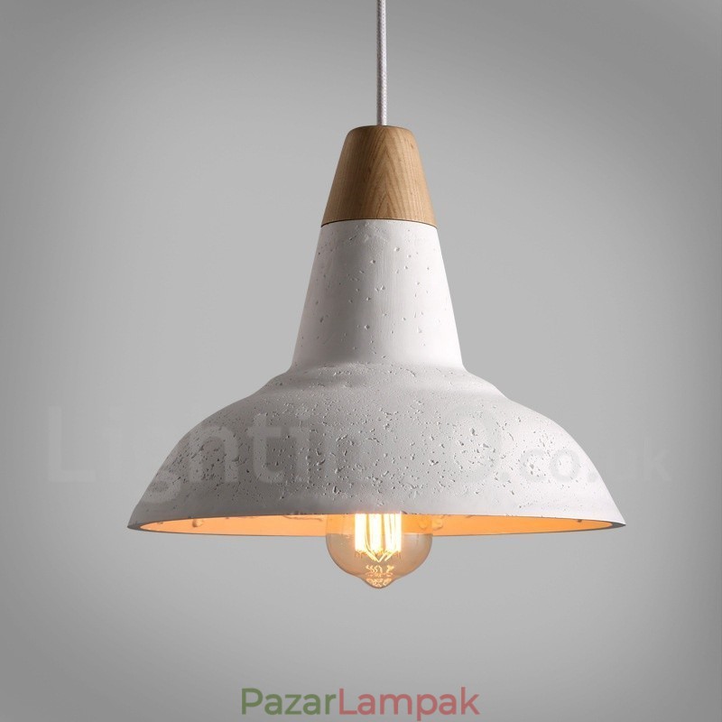 Modern, kortárs 1 világos fa, beton függőlámpa