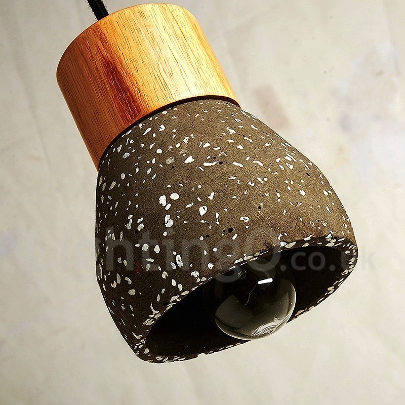 Modern, kortárs 1 világos fa, beton függőlámpa