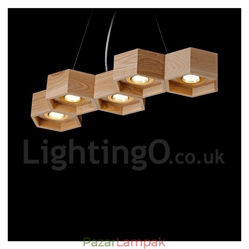 5 Light Wood Modern, kortárs függőlámpa