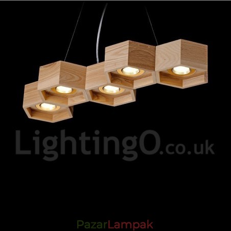 5 Light Wood Modern, kortárs függőlámpa 5 Light Wood Modern, kortárs függőlámpa