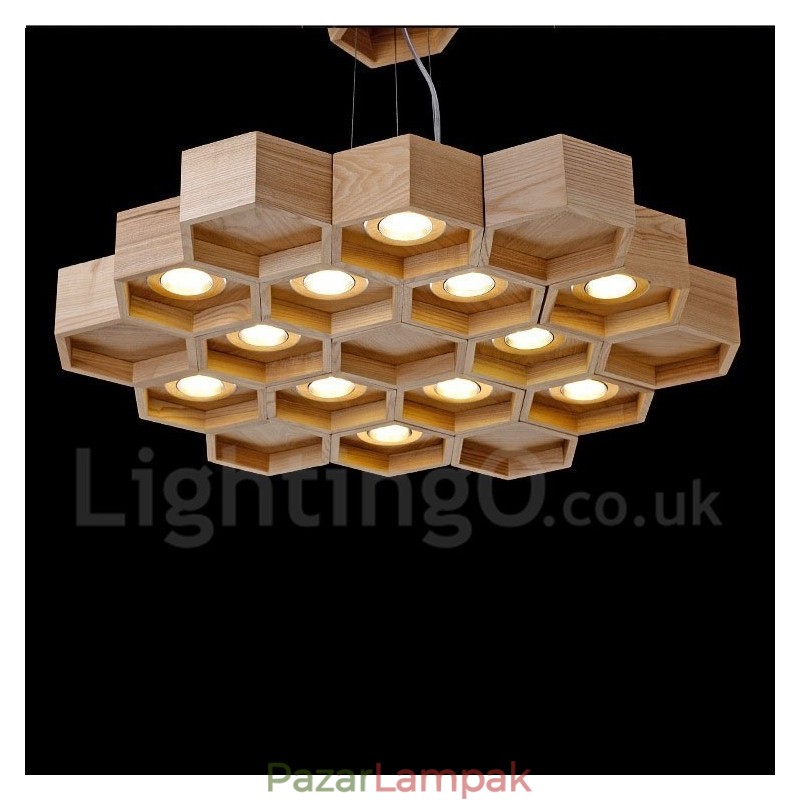 12 Light Wood Modern modern függőlámpa