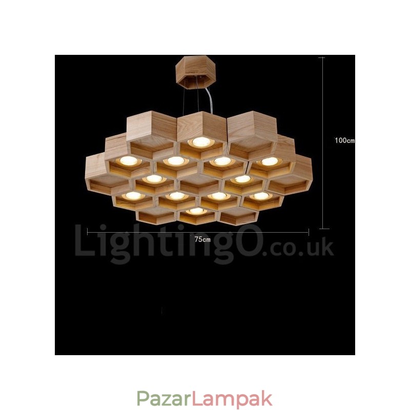 12 Light Wood Modern modern függőlámpa
