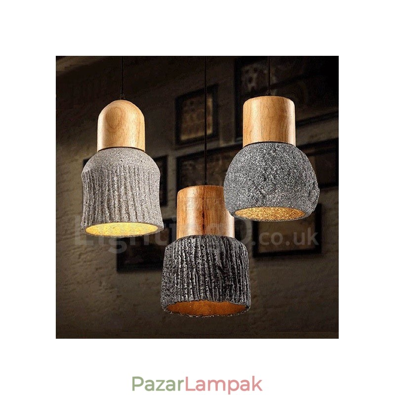 Retro Vintage fa beton függőlámpa