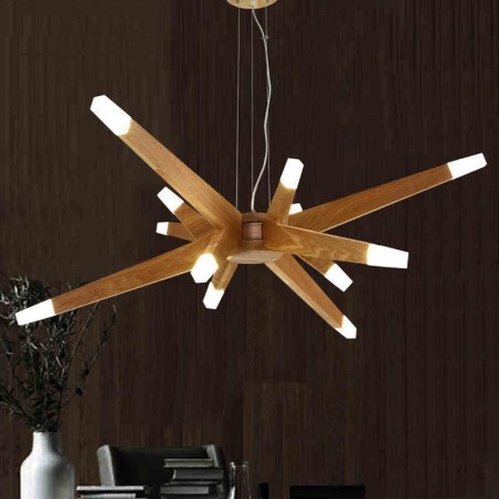 Modern, kortárs fa 12 fényű függőlámpa Modern, kortárs fa 12 fényű függőlámpa