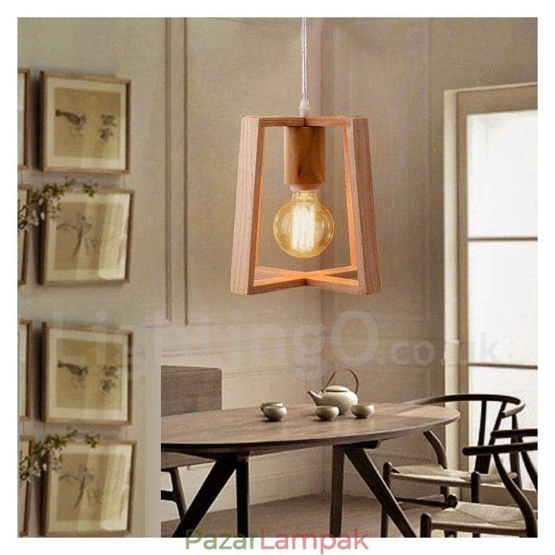 Fából készült modern kortárs 1 fényű függőlámpa