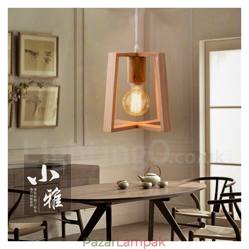 Fából készült modern kortárs 1 fényű függőlámpa