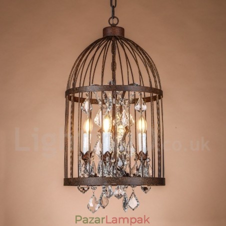Retro Vintage fém 4 Light madárkalitka függőlámpa Retro Vintage fém 4 Light madárkalitka függőlámpa