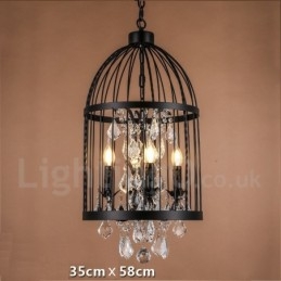 Retro Vintage fém 4 Light madárkalitka függőlámpa