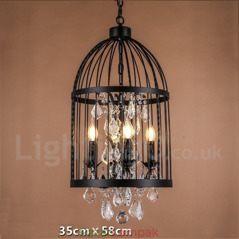 Retro Vintage fém 4 Light madárkalitka függőlámpa