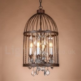 Retro Vintage fém 4 Light madárkalitka függőlámpa