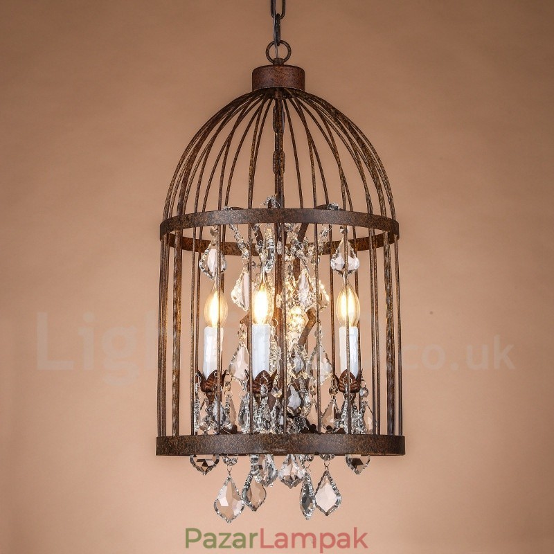 Retro Vintage fém 4 Light madárkalitka függőlámpa