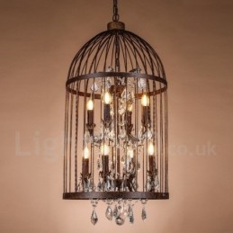 Retro Vintage fém 8 Light madárkalitka függőlámpa