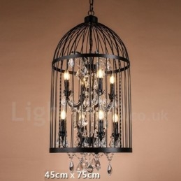 Retro Vintage fém 8 Light madárkalitka függőlámpa