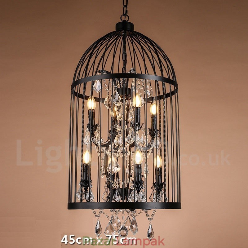 Retro Vintage fém 8 Light madárkalitka függőlámpa