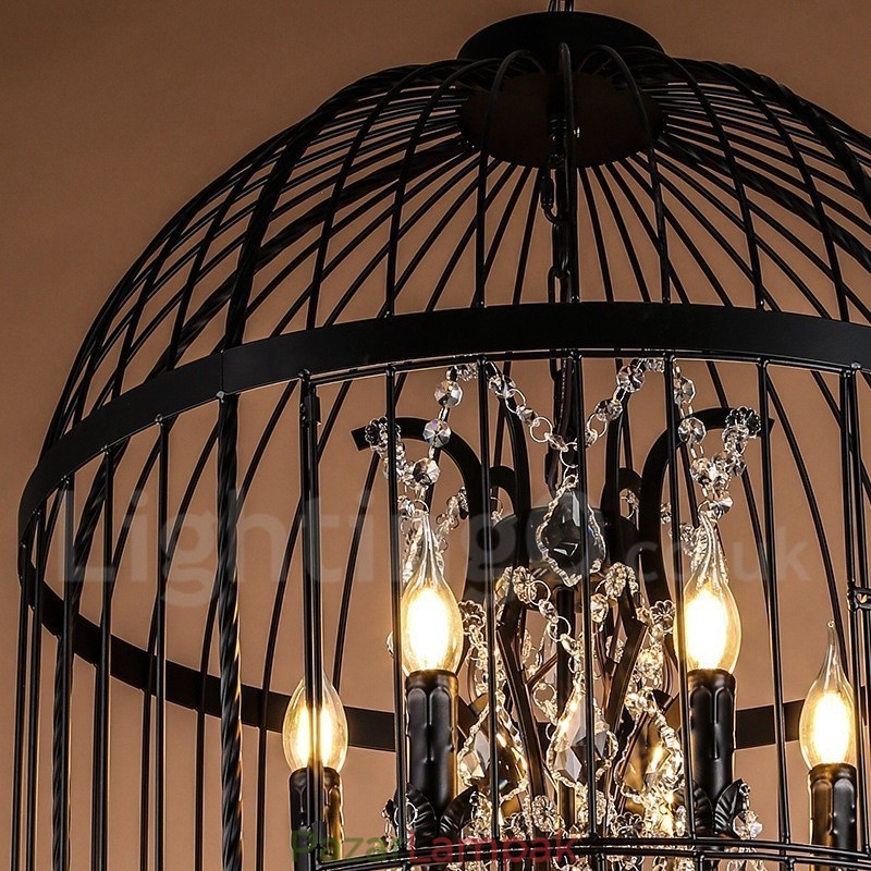 Retro Vintage fém 8 Light madárkalitka függőlámpa