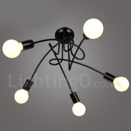 Fekete Country Metal 5 Light csillár lámpa