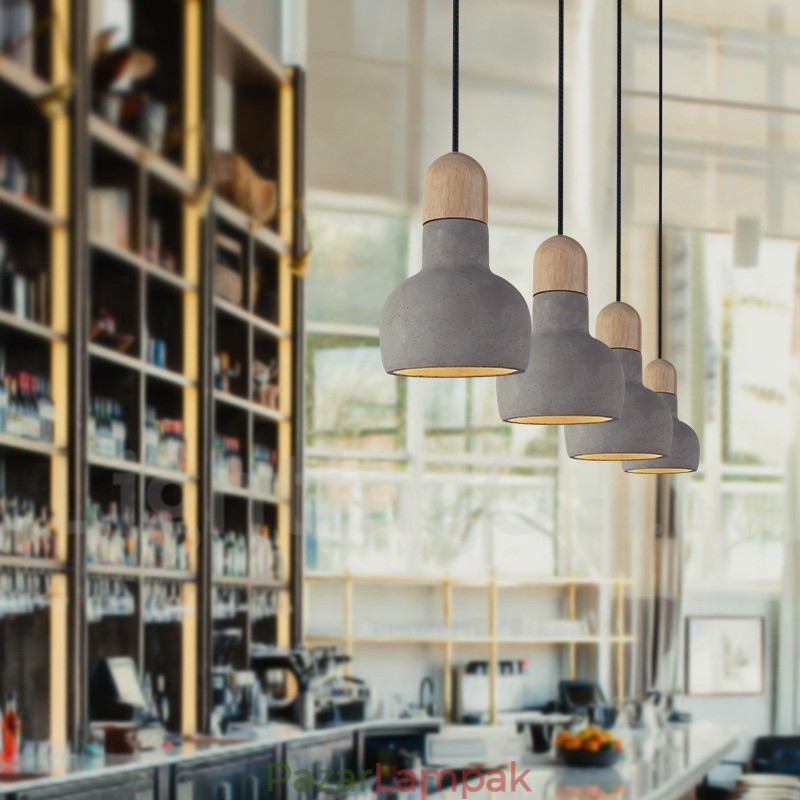 Retro Vintage Wood Concrte Single Light függőlámpa