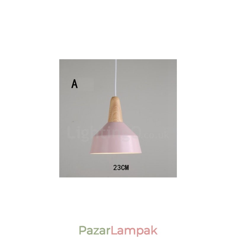 Modern kortárs fa fém többszínű függőlámpa