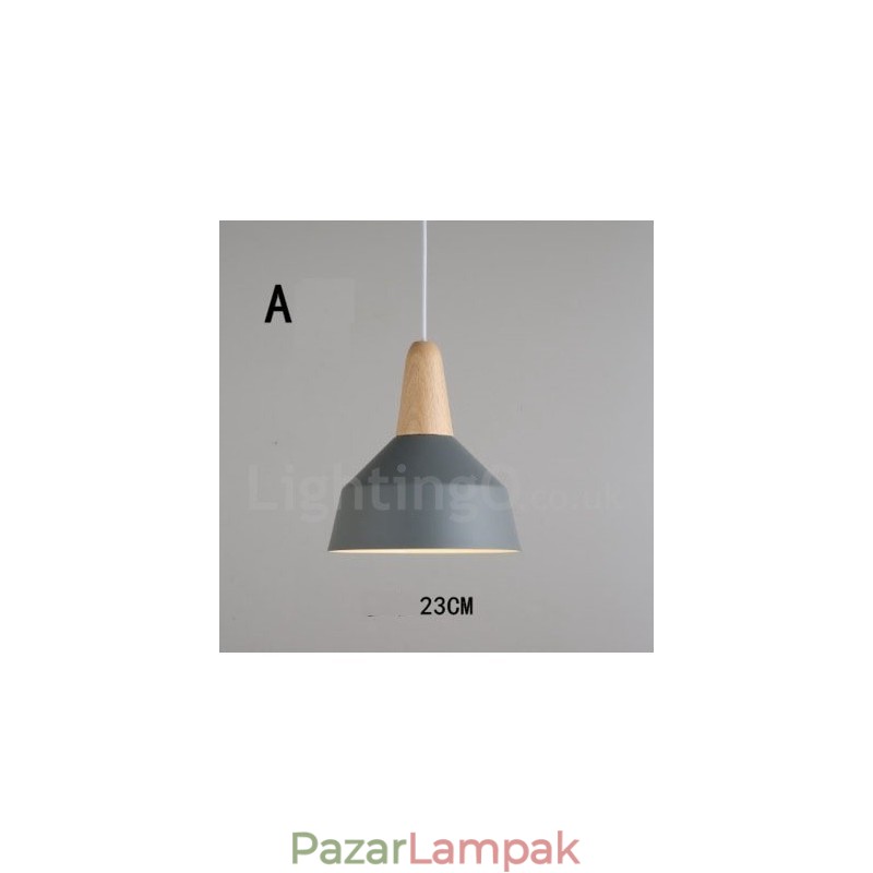 Modern kortárs fa fém többszínű függőlámpa