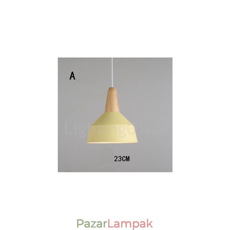 Modern kortárs fa fém többszínű függőlámpa