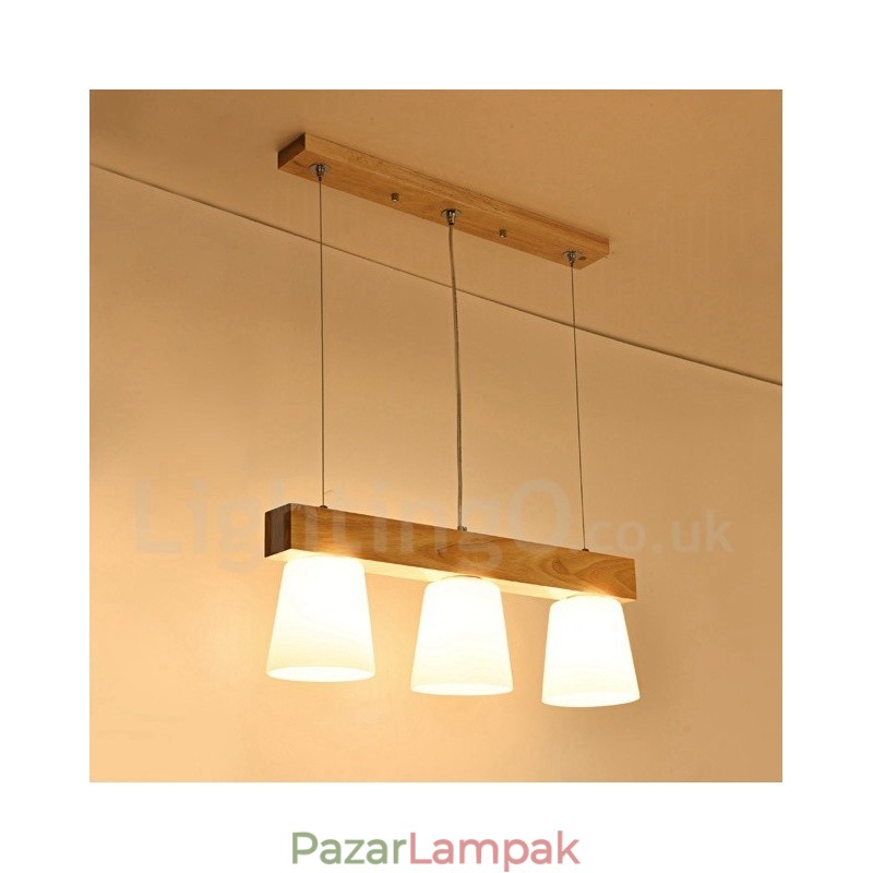 3 Light Modern kortárs fa függőlámpa