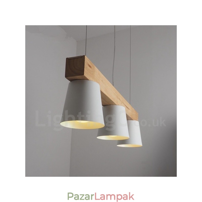 3 Light Modern kortárs fa függőlámpa
