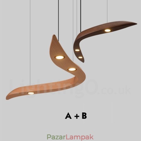 Modern kortárs fa 3 fényű függőlámpa Modern kortárs fa 3 fényű függőlámpa
