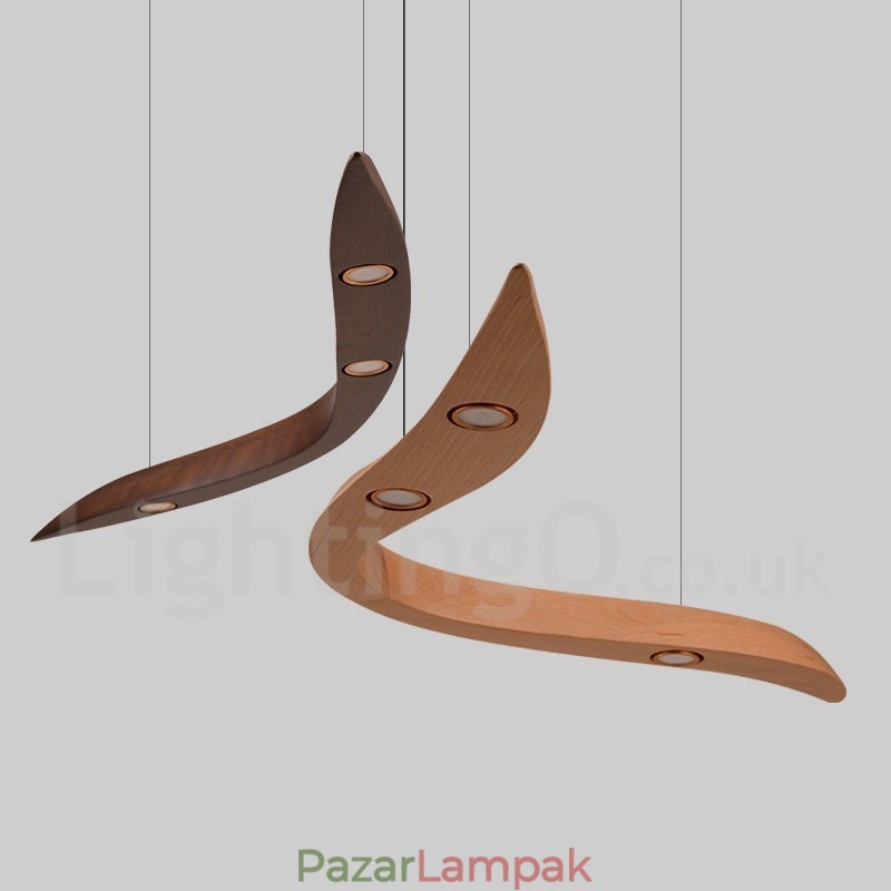 Modern kortárs fa 3 fényű függőlámpa