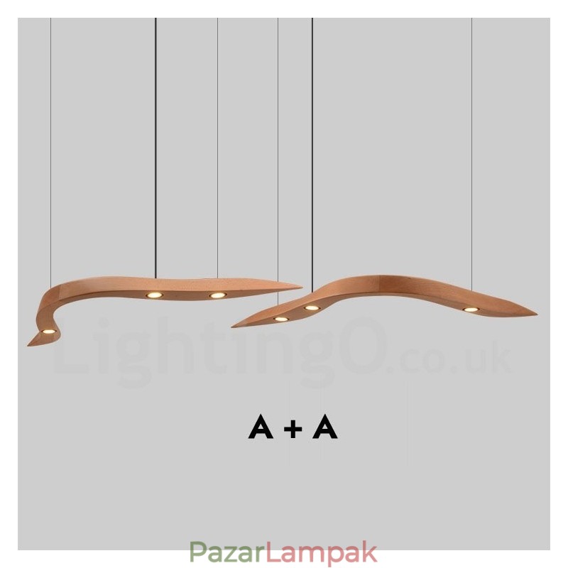 Modern kortárs fa 3 fényű függőlámpa