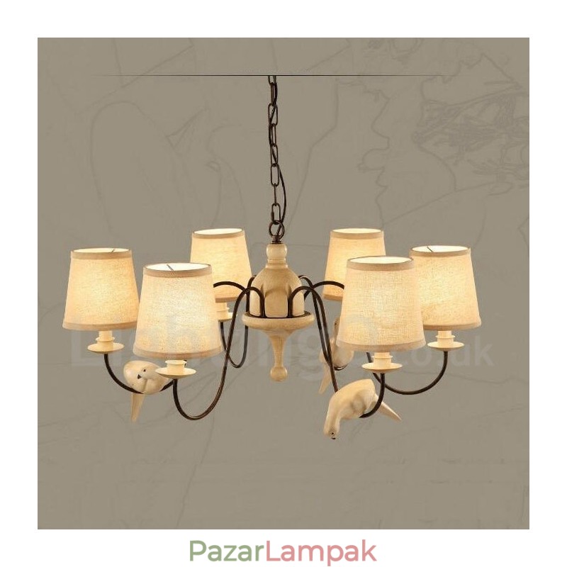6 Light Rusztikus Lodge Vintage függőlámpa