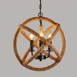 Country Hemp Rope 3 Light Vintage függőlámpa