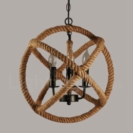 Country Hemp Rope 3 Light Vintage függőlámpa